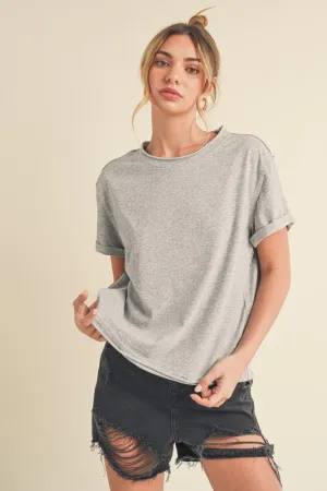 Aemi   Co Exposed Seam Round Neck Short Sleeve T-Shirt