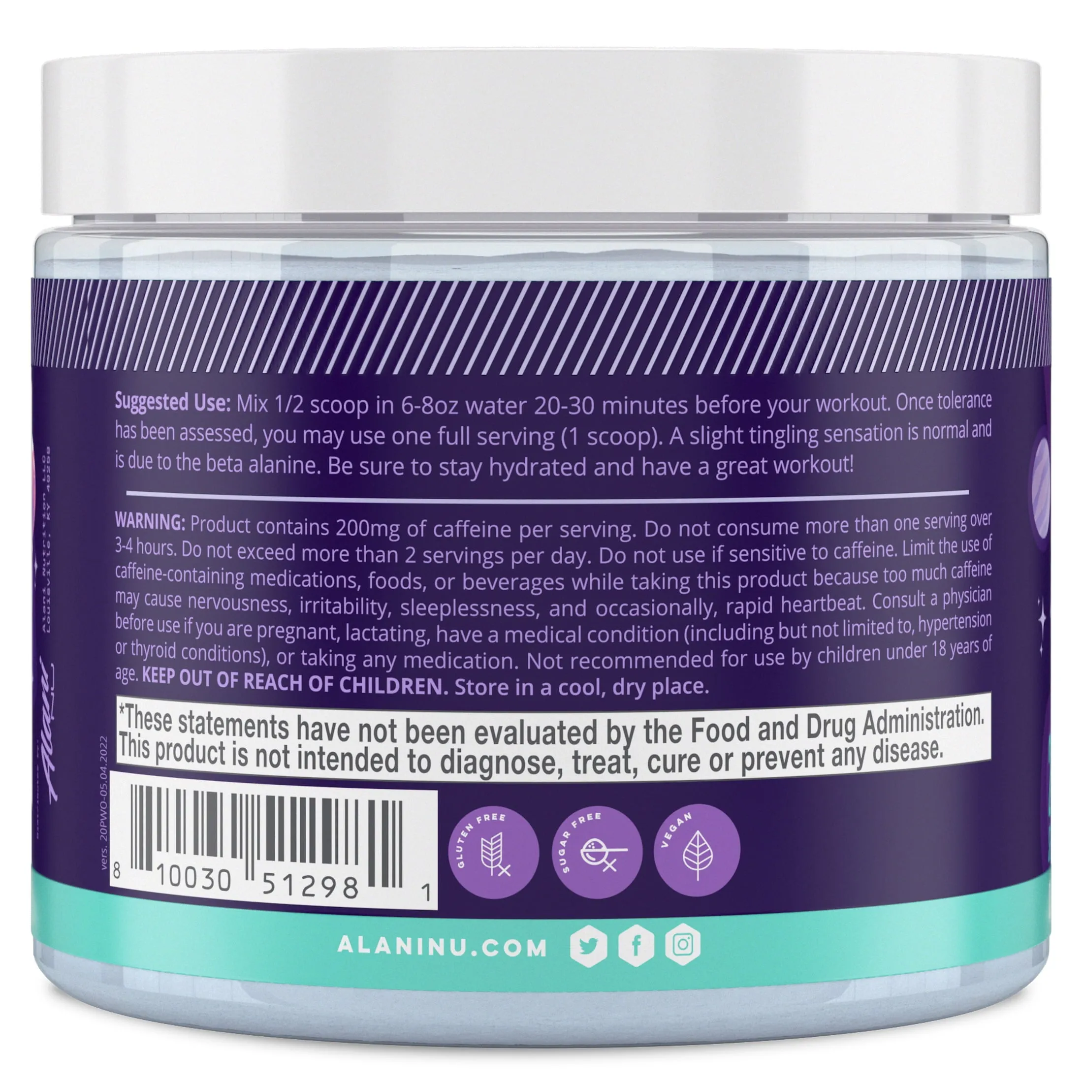 Alani Nu Pre-Workout Powder, Cosmic Stardust, 7.3oz, 20 Servings