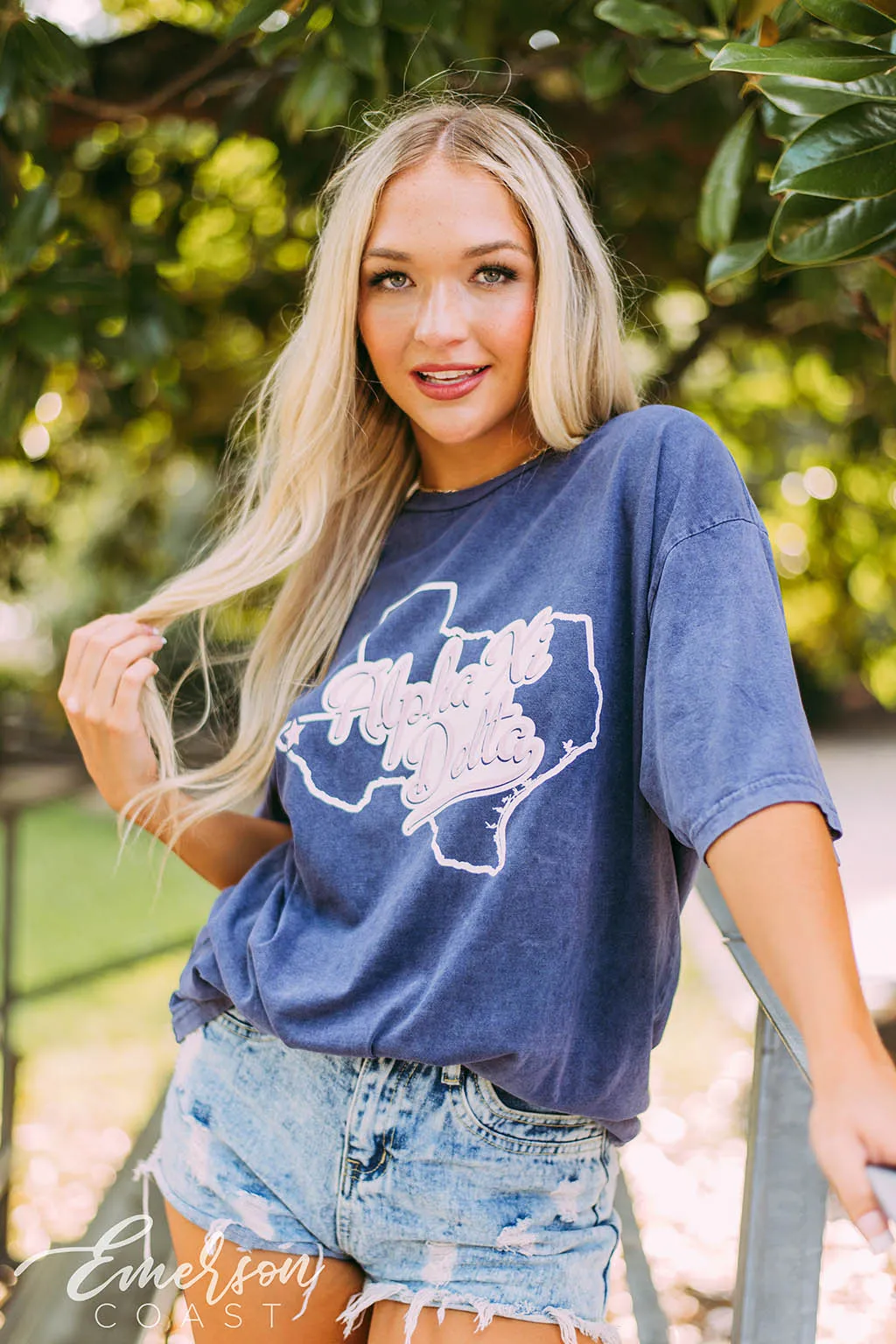 Alpha Xi Delta Navy Texas Tee