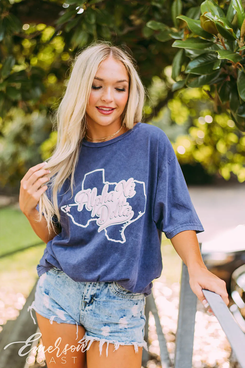 Alpha Xi Delta Navy Texas Tee