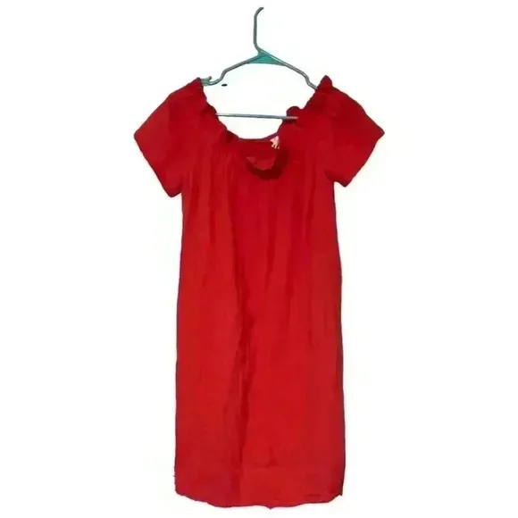 AMADI Off-Shoulder Puff Sleeve Mini Sundress Red XS Casual Short Women's…