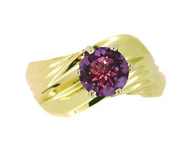 Amethyst Wave Ring in 14 Karat Gold