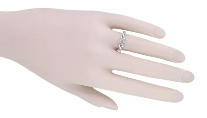 Antique Inspired Platinum X & O Kisses 3/4 Carat Engagement Ring Setting for a Round or Asscher Diamond