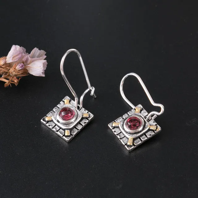 Antique Silver Flower Drop Earring for Women Wedding Jewelry