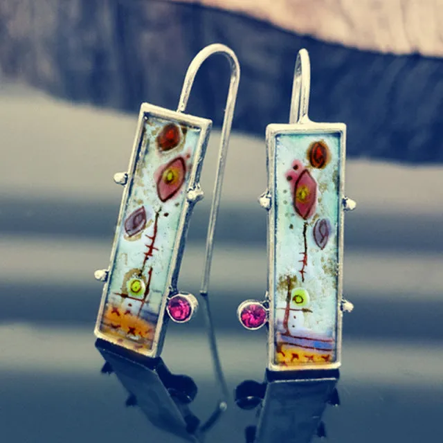 Antique Silver Flower Drop Earring for Women Wedding Jewelry