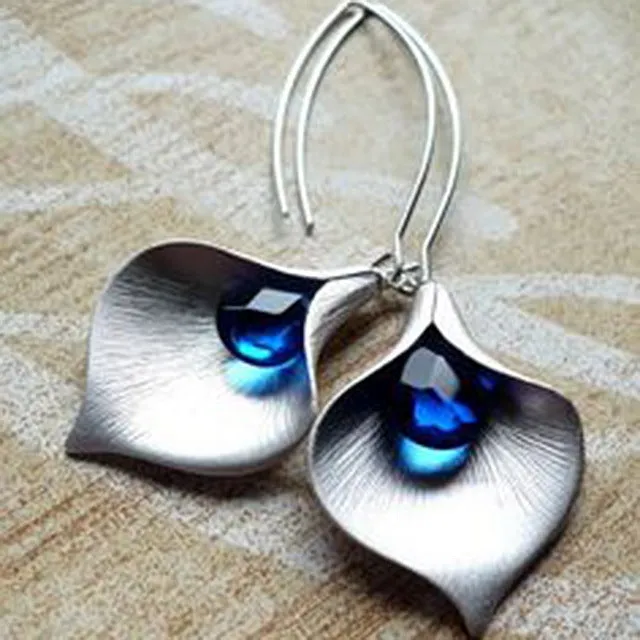 Antique Silver Flower Drop Earring for Women Wedding Jewelry
