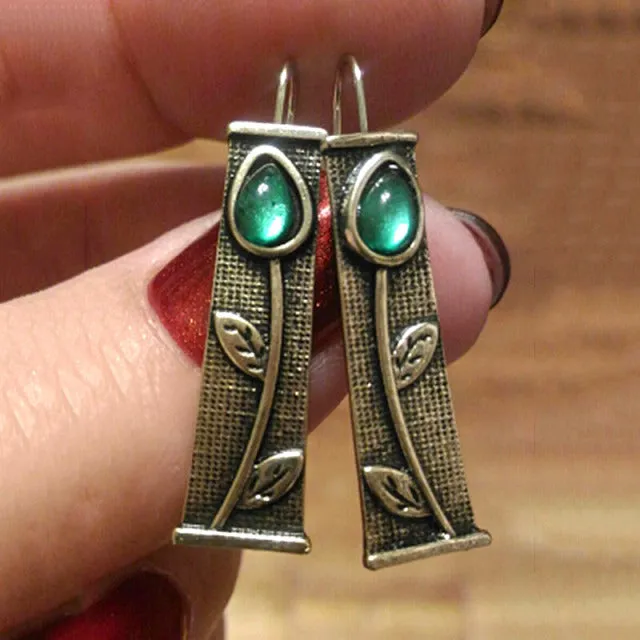 Antique Silver Flower Drop Earring for Women Wedding Jewelry