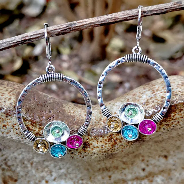 Antique Silver Flower Drop Earring for Women Wedding Jewelry