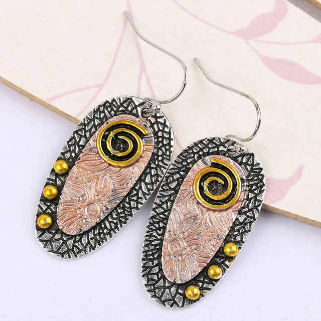 Antique Silver Flower Drop Earring for Women Wedding Jewelry