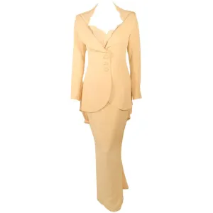 ANTONY PRICE 2 pc Cream Gown and Fitted Jacket with Lace Details