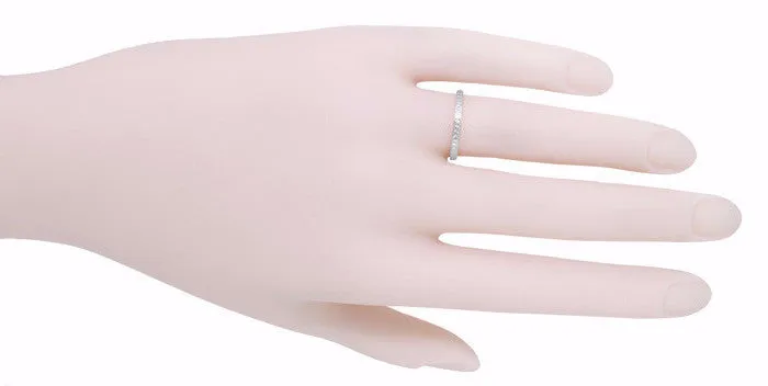 Art Deco Engraved Wheat Vintage Style Wedding Band in Platinum