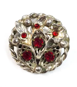 Art Nouveau Pot metal red paste 1920's antique brooch