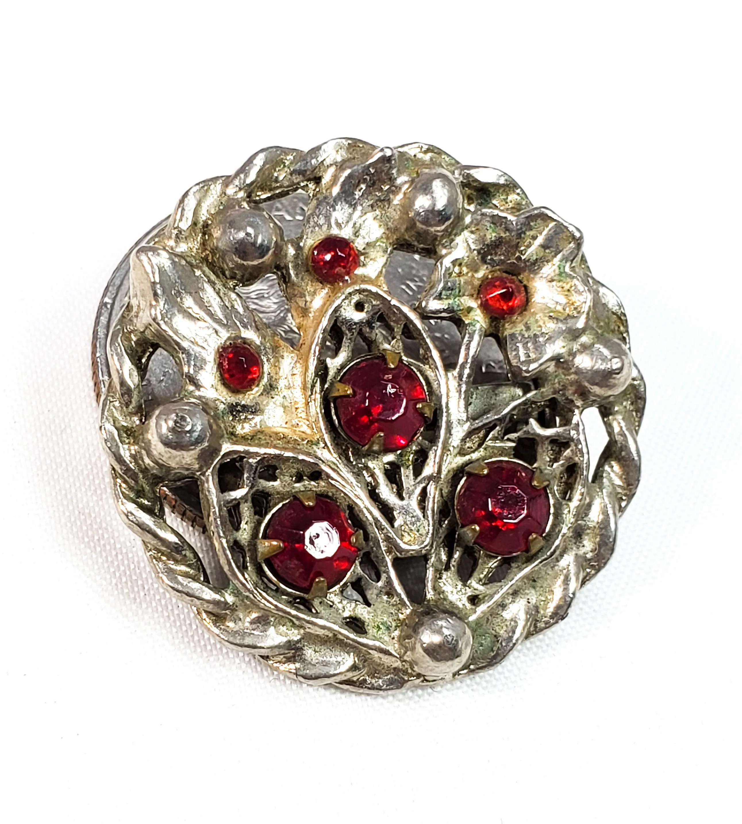 Art Nouveau Pot metal red paste 1920's antique brooch