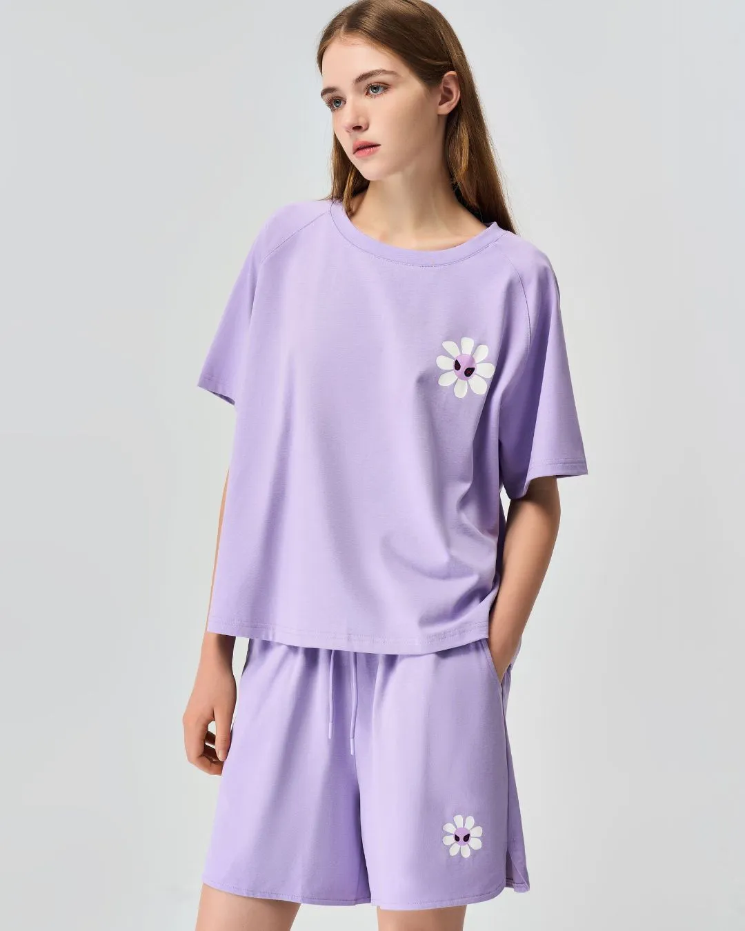 Aster Purple Suit Set(Tee   Shorts)
