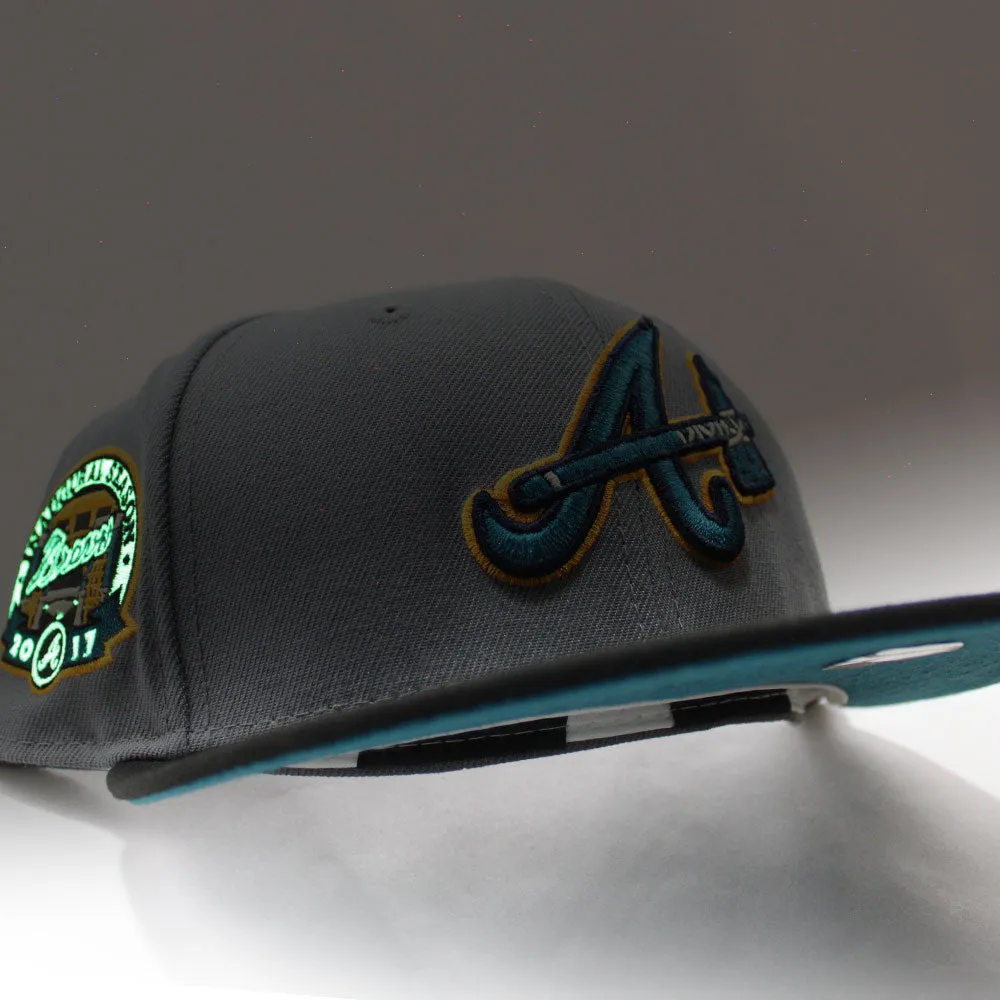 Atlanta Braves 2017 Inaugural Season New Era 59Fifty Fitted Hat (Glow in the Dark Graphite Gray Turquoise Under Brim)