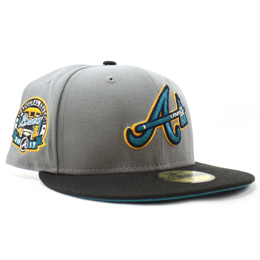 Atlanta Braves 2017 Inaugural Season New Era 59Fifty Fitted Hat (Glow in the Dark Graphite Gray Turquoise Under Brim)