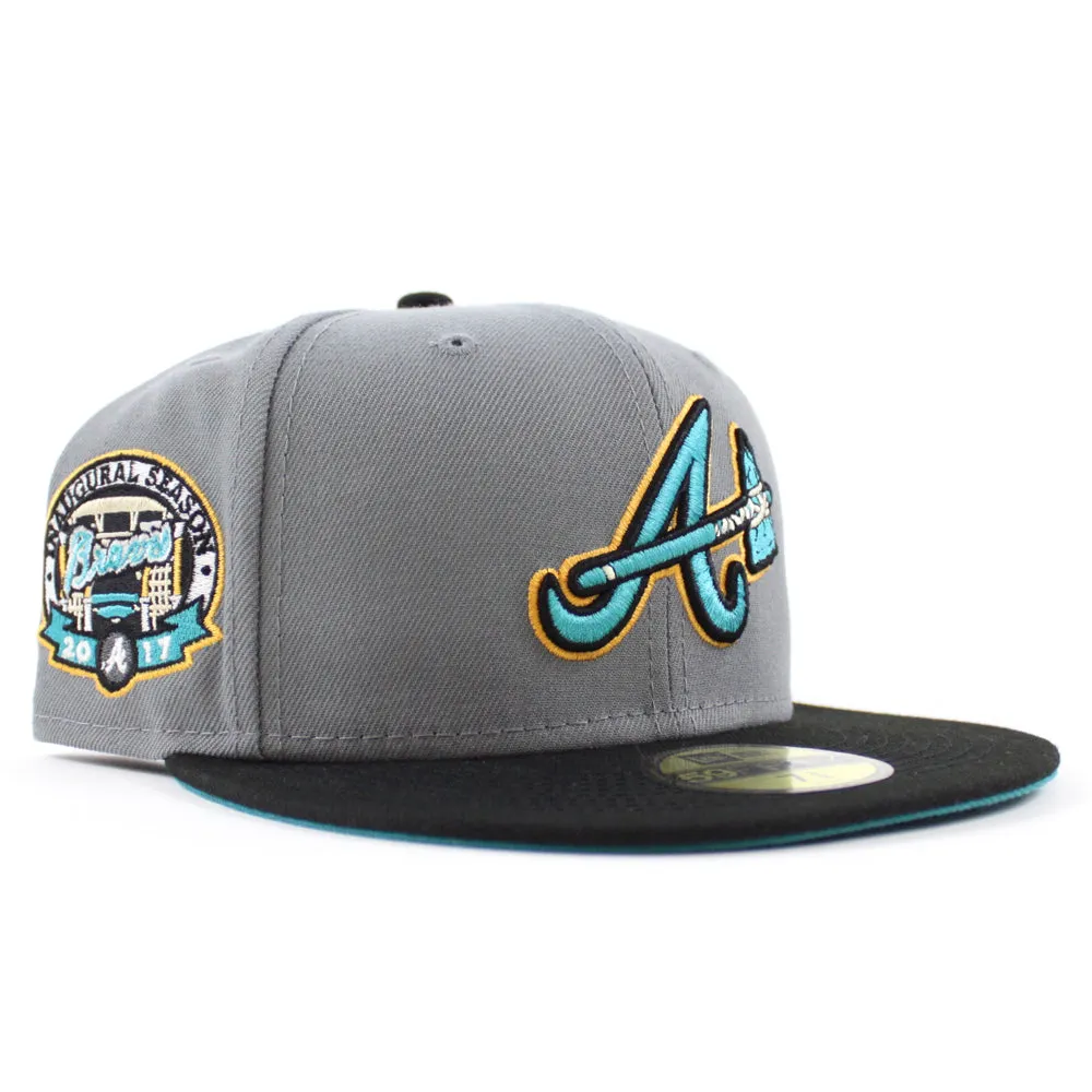 Atlanta Braves 2017 Inaugural Season New Era 59Fifty Fitted Hat (Graphite Gray Turquoise Under Brim)