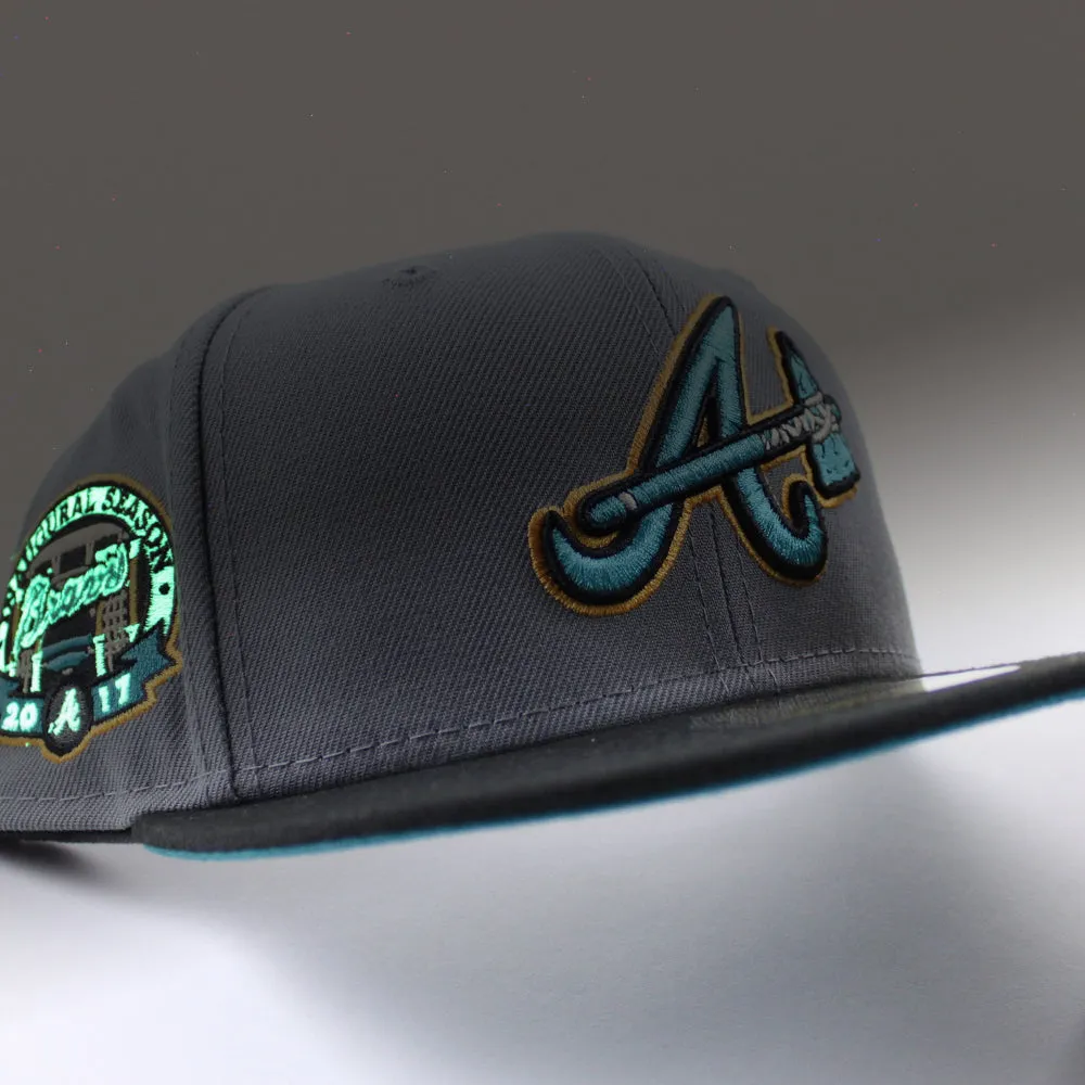 Atlanta Braves 2017 Inaugural Season New Era 59Fifty Fitted Hat (Graphite Gray Turquoise Under Brim)