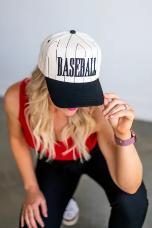 Baseball Black Stripe Vintage Trucker Hat