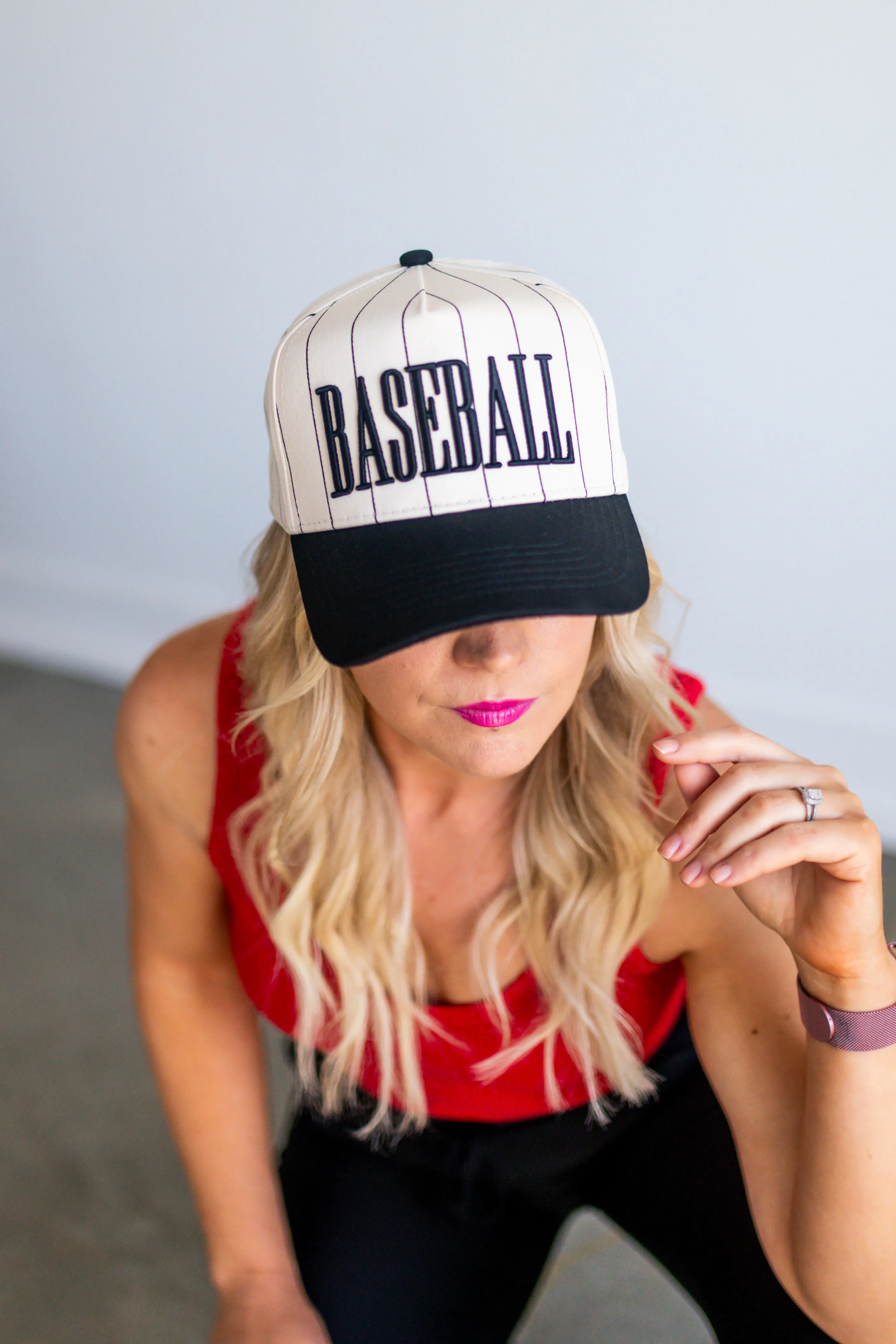 Baseball Black Stripe Vintage Trucker Hat