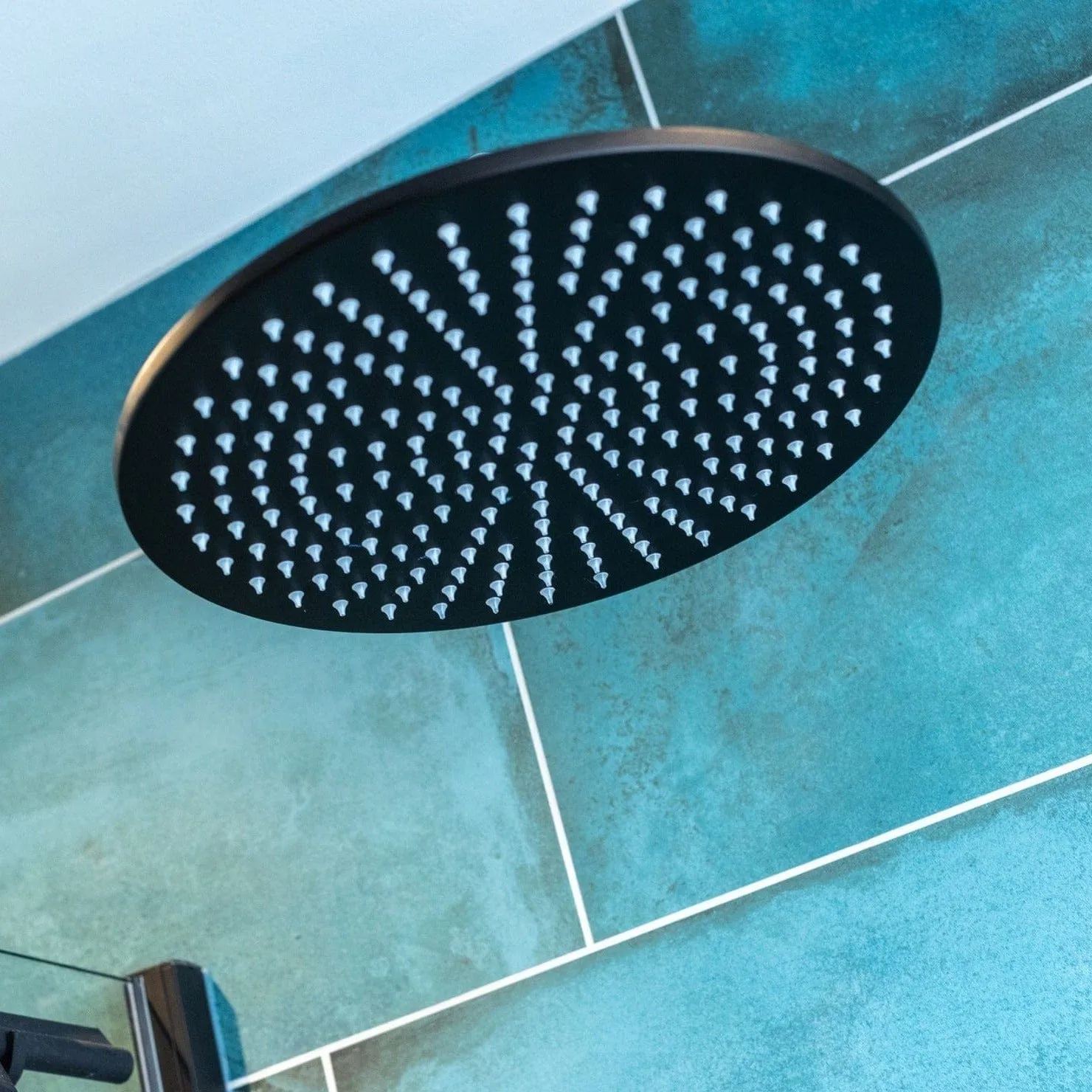 Bathroom Black 225mm ABS Plastic Over Head Rain Shower - L02004C