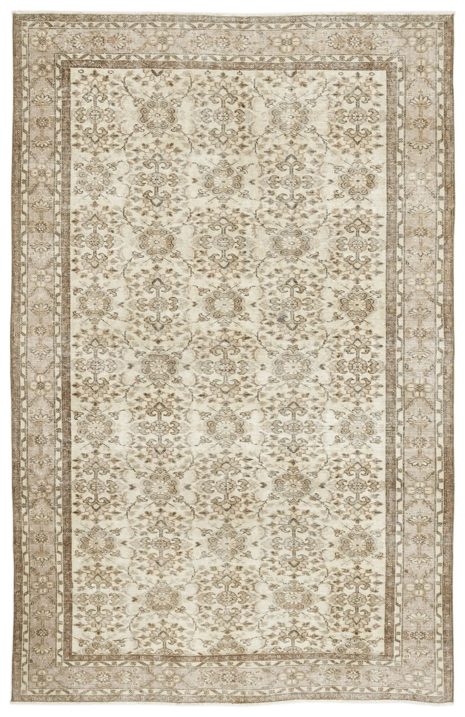 Beige Over Dyed Rug  I Retro Design Rug | Turkish Rug | Hand Weaving Rug  | Living Room Rug | Wool Rug | Vintage Rug | Tumbled Rug  | Naturel Rug | Boho Rug I 6'4'' x 10'2'' ft 194 x 310 cm