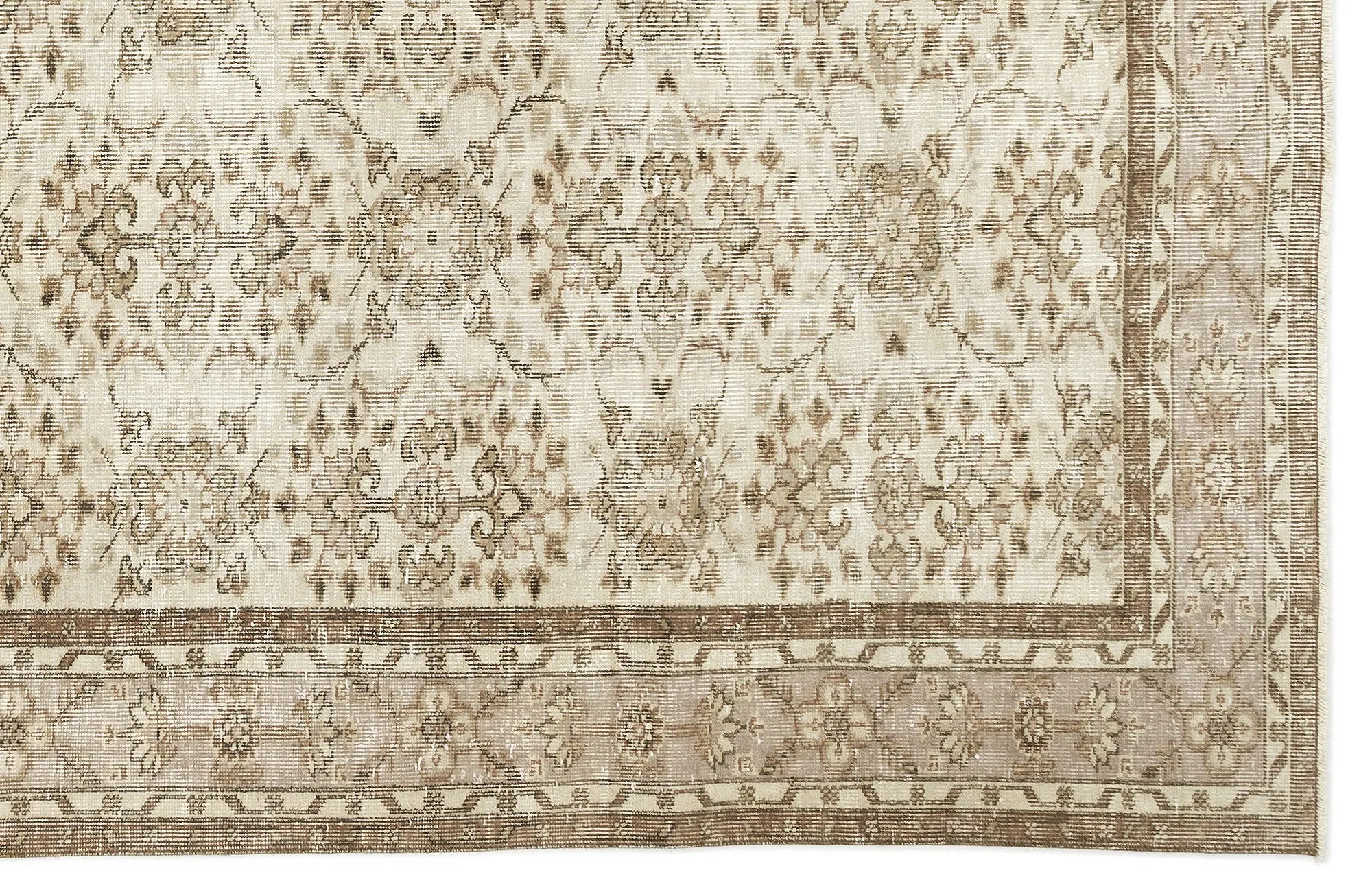 Beige Over Dyed Rug  I Retro Design Rug | Turkish Rug | Hand Weaving Rug  | Living Room Rug | Wool Rug | Vintage Rug | Tumbled Rug  | Naturel Rug | Boho Rug I 6'4'' x 10'2'' ft 194 x 310 cm