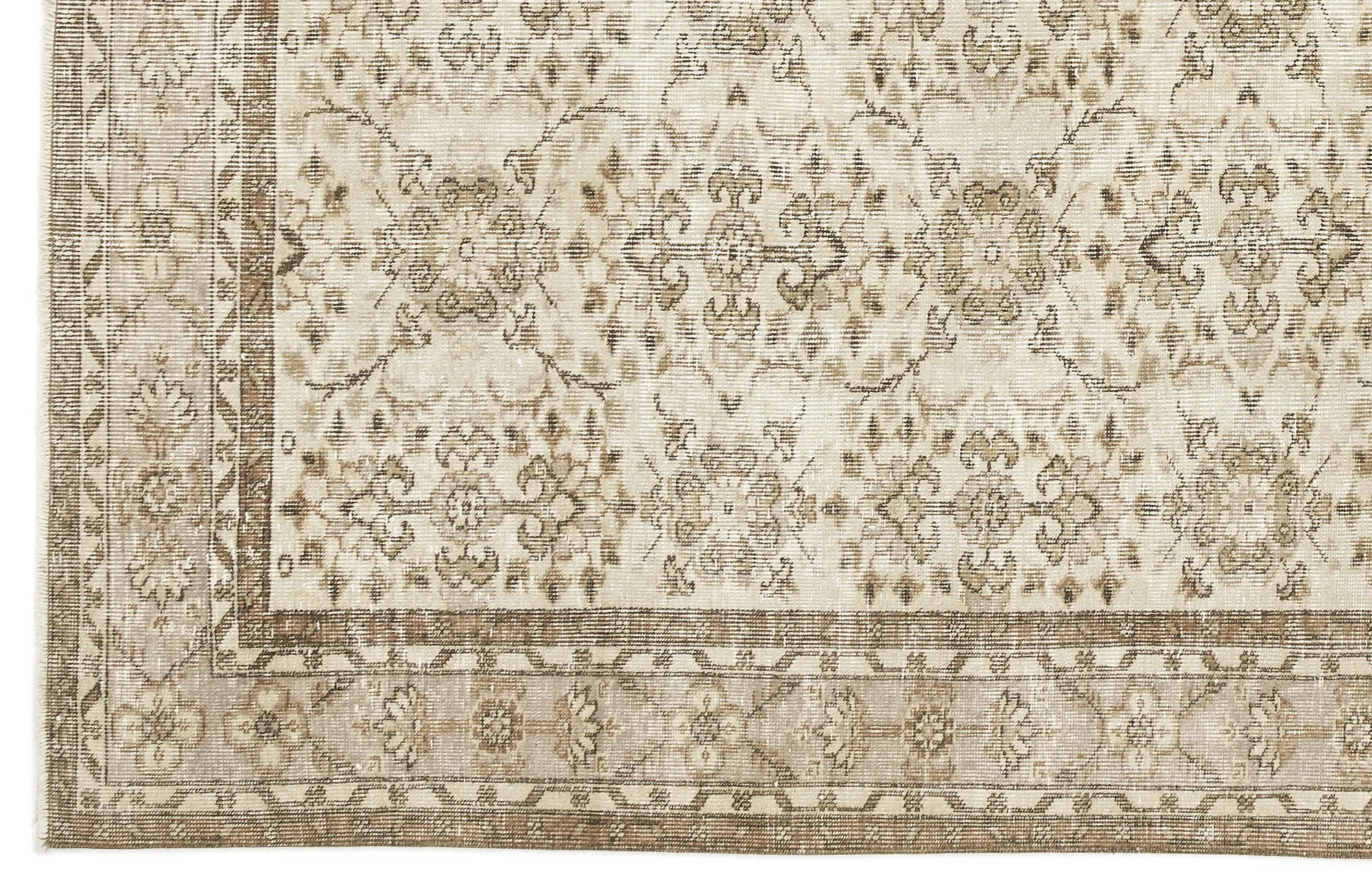 Beige Over Dyed Rug  I Retro Design Rug | Turkish Rug | Hand Weaving Rug  | Living Room Rug | Wool Rug | Vintage Rug | Tumbled Rug  | Naturel Rug | Boho Rug I 6'4'' x 10'2'' ft 194 x 310 cm