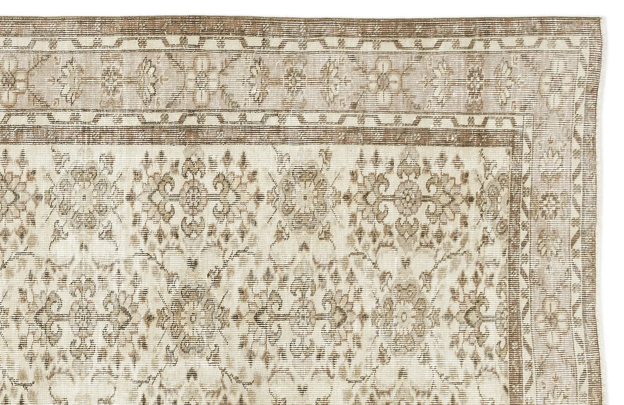 Beige Over Dyed Rug  I Retro Design Rug | Turkish Rug | Hand Weaving Rug  | Living Room Rug | Wool Rug | Vintage Rug | Tumbled Rug  | Naturel Rug | Boho Rug I 6'4'' x 10'2'' ft 194 x 310 cm