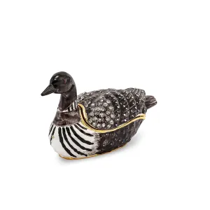 Bejeweled Pewter Multi Color Enamel Finish CARLO Loon Duck Trinket Box