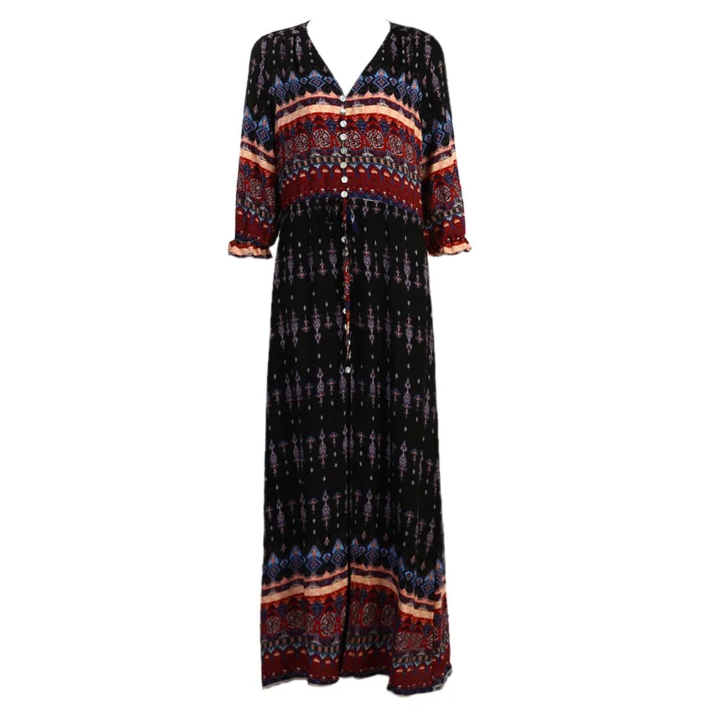 Bella Retro Bohemia Floral Print Dress