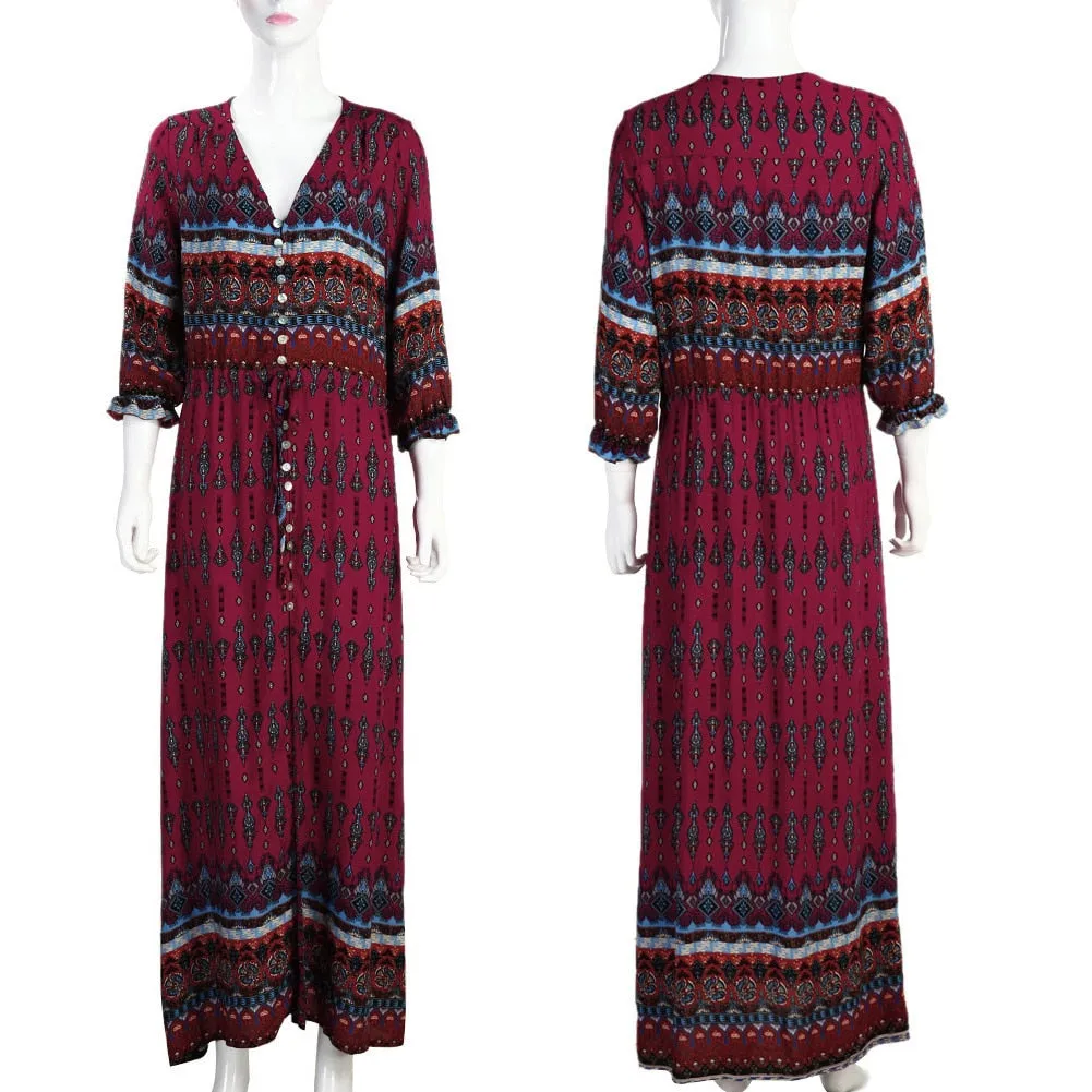 Bella Retro Bohemia Floral Print Dress