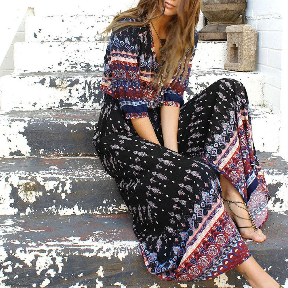 Bella Retro Bohemia Floral Print Dress
