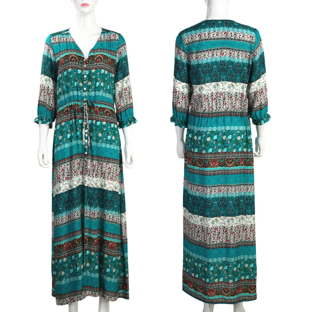 Bella Retro Bohemia Floral Print Dress