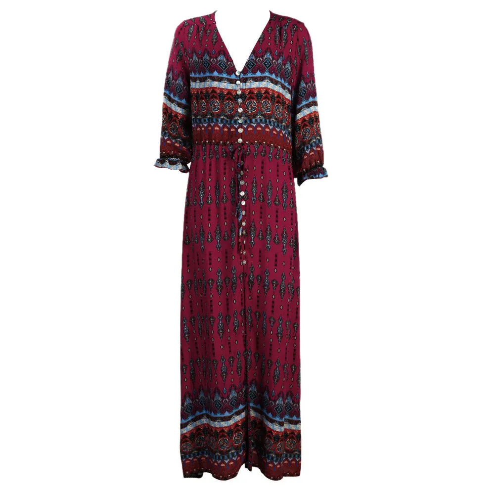Bella Retro Bohemia Floral Print Dress