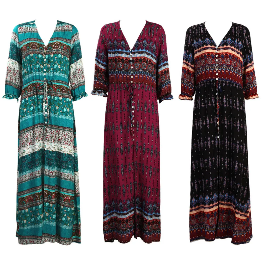 Bella Retro Bohemia Floral Print Dress