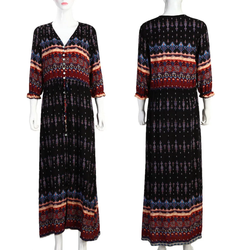 Bella Retro Bohemia Floral Print Dress