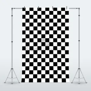 Black and White Checkerboard Tiles Photography Backdrop BD-188-PAT