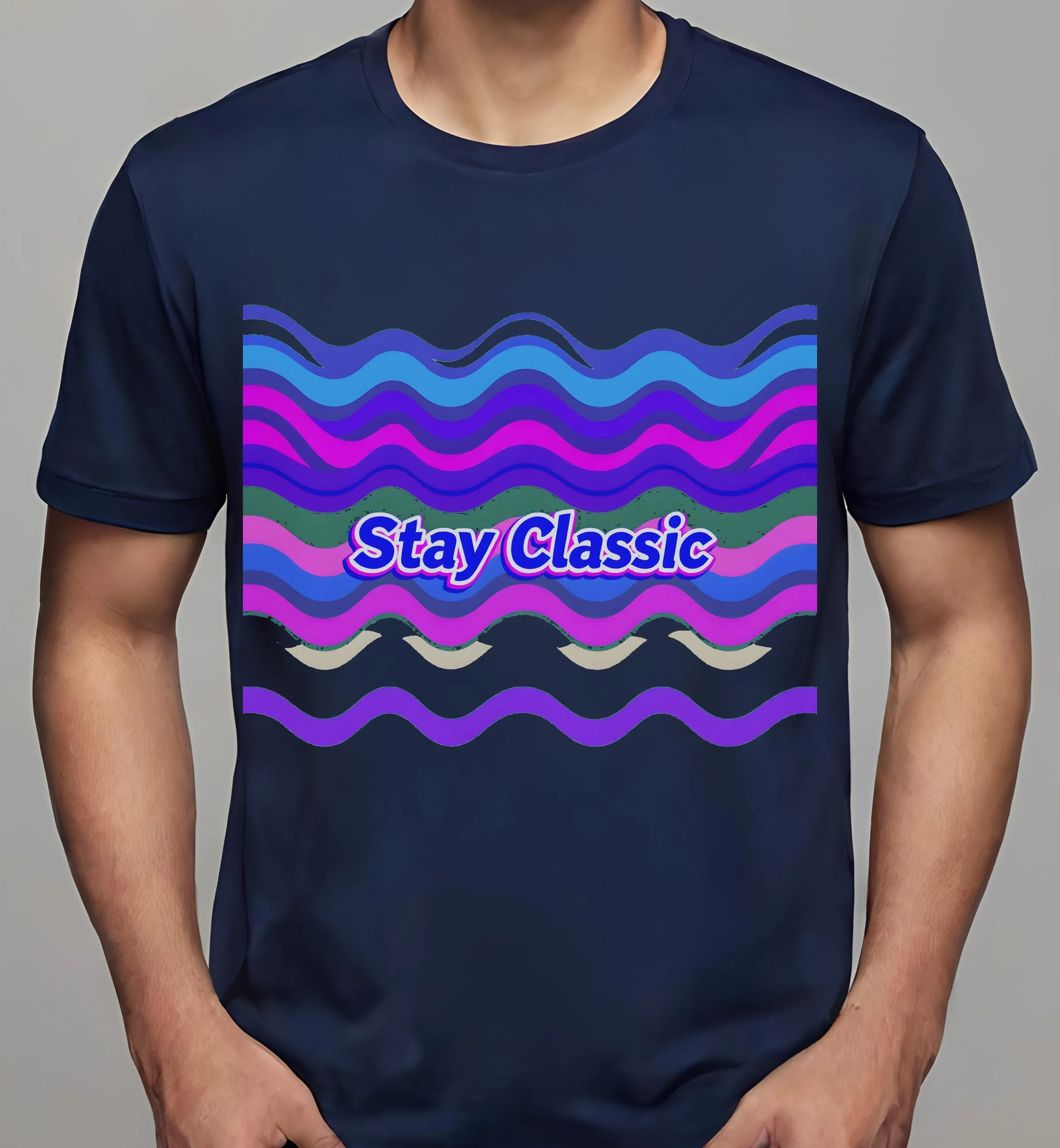 blue and purple tye dye shirt: Retro Wave Stay Classic | Classic T-Shirt (Unisex)