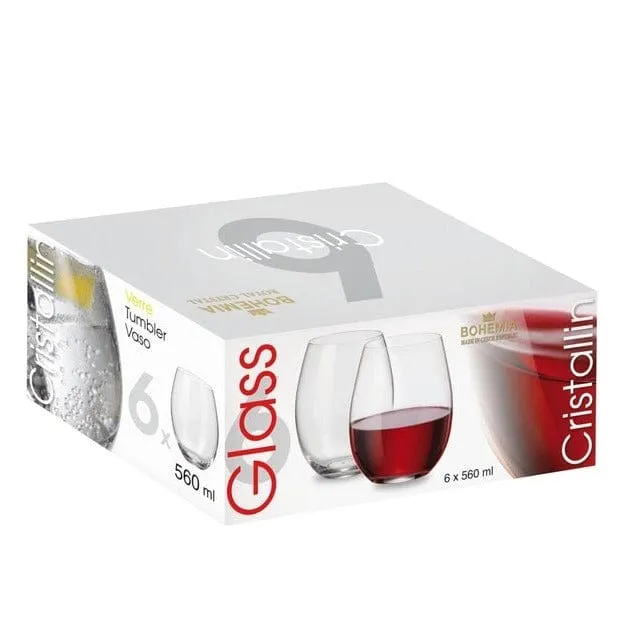 Bohemia Royal Crystal Verre Cristallin Red Wine Vino Tinto Set of 6