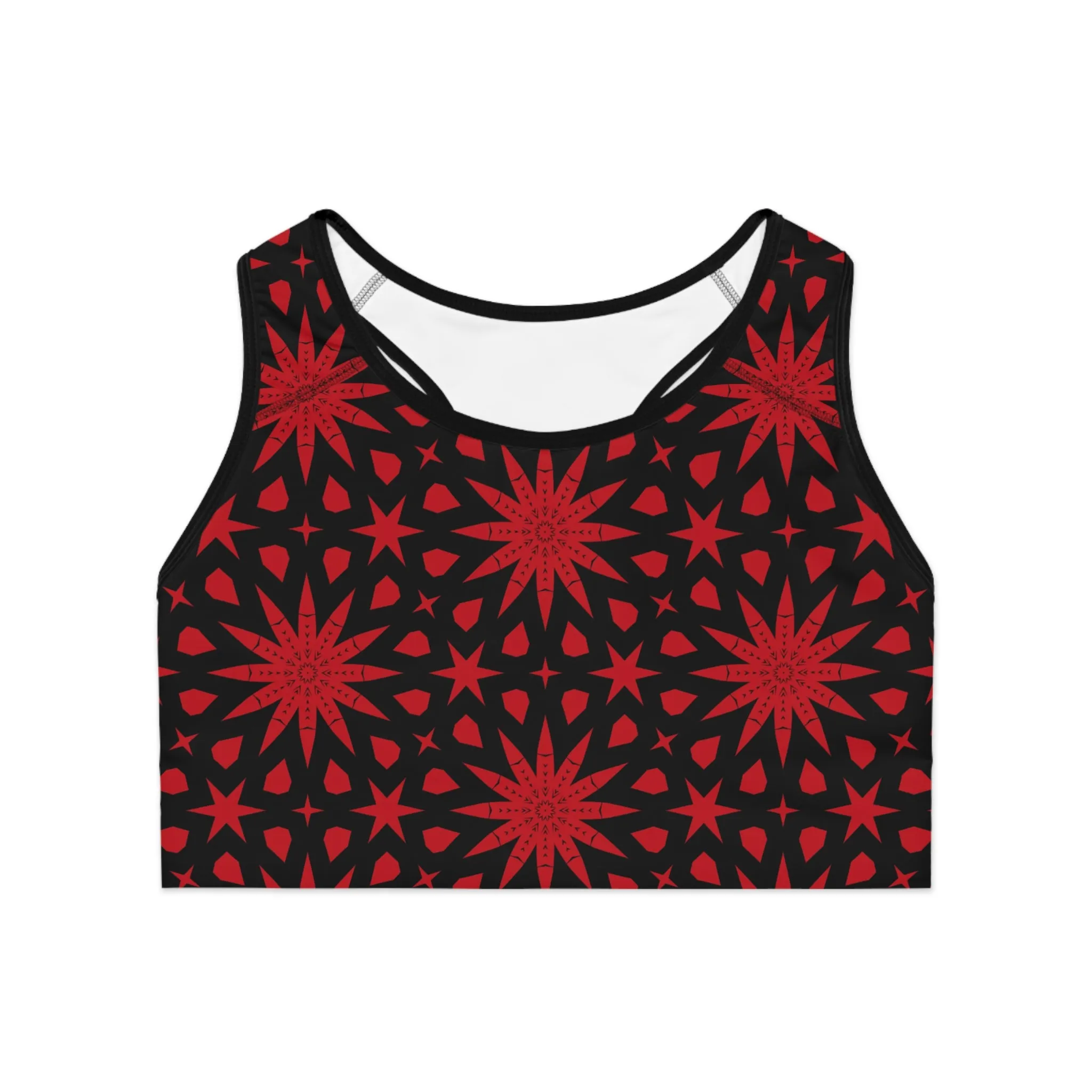 Bold Red Star Pattern Sports Bra for Active Lifestyle