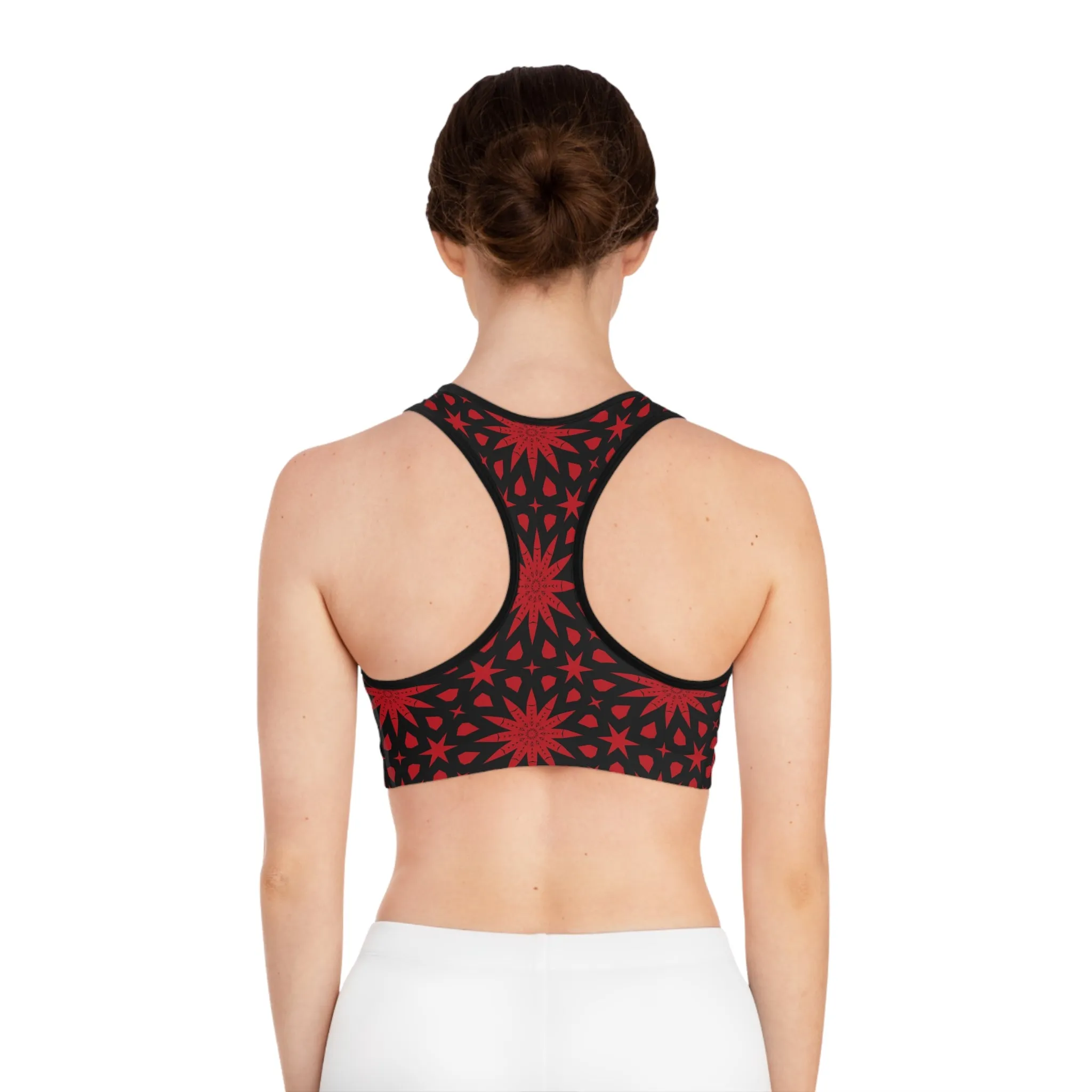 Bold Red Star Pattern Sports Bra for Active Lifestyle