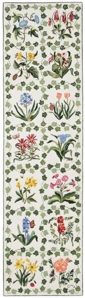Botanical Grid Runner Long White