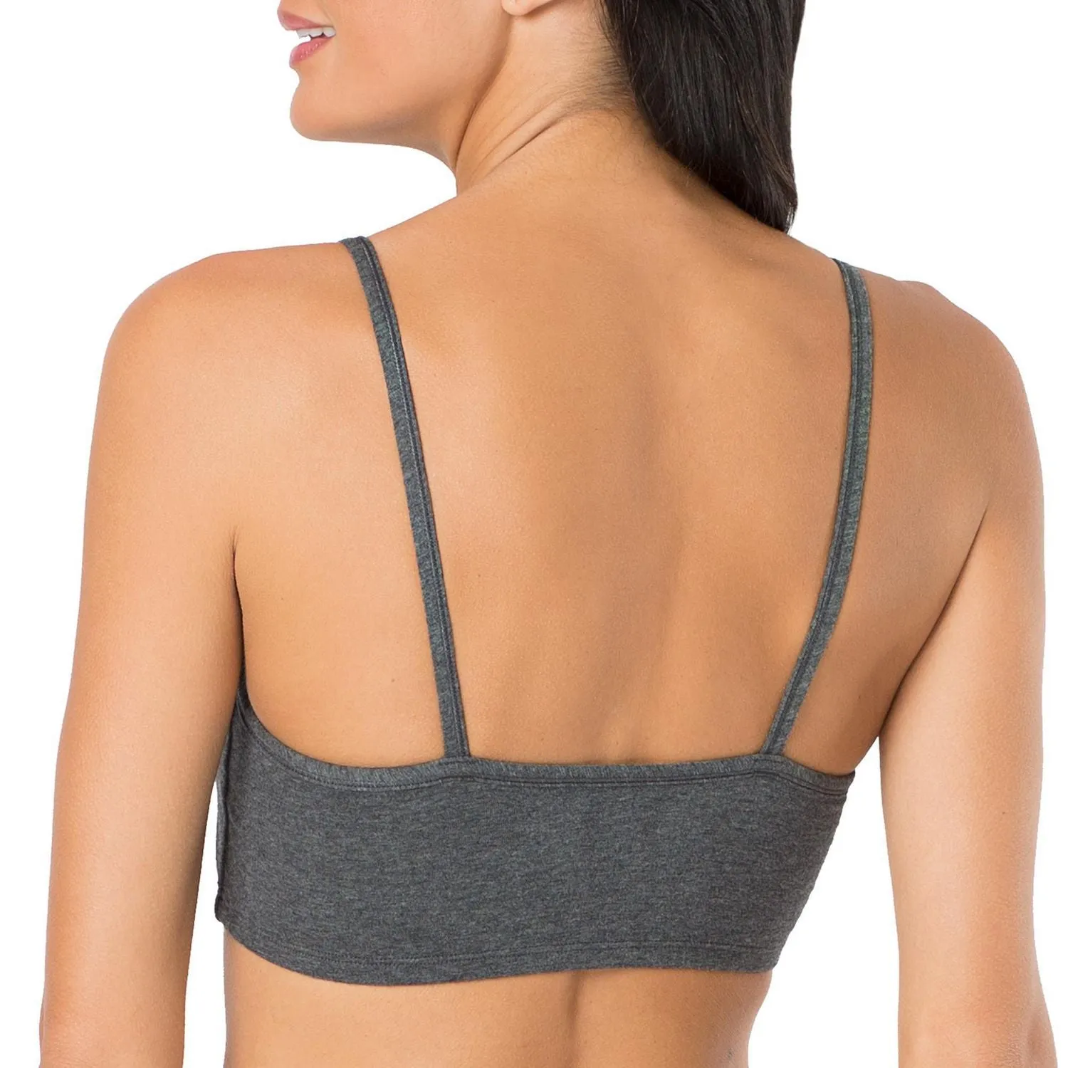 Brand new Fruit of the Loom Womens Spaghetti Strap Cotton Pullover Sports Bra, Grey, Sz 40