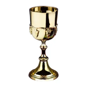 Brass Communion Cup with Grapes Design