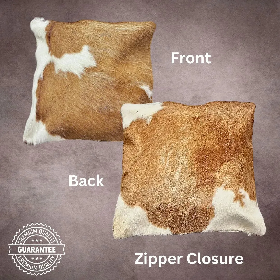 Brown and White Cowhide Pillow Cover---PL030