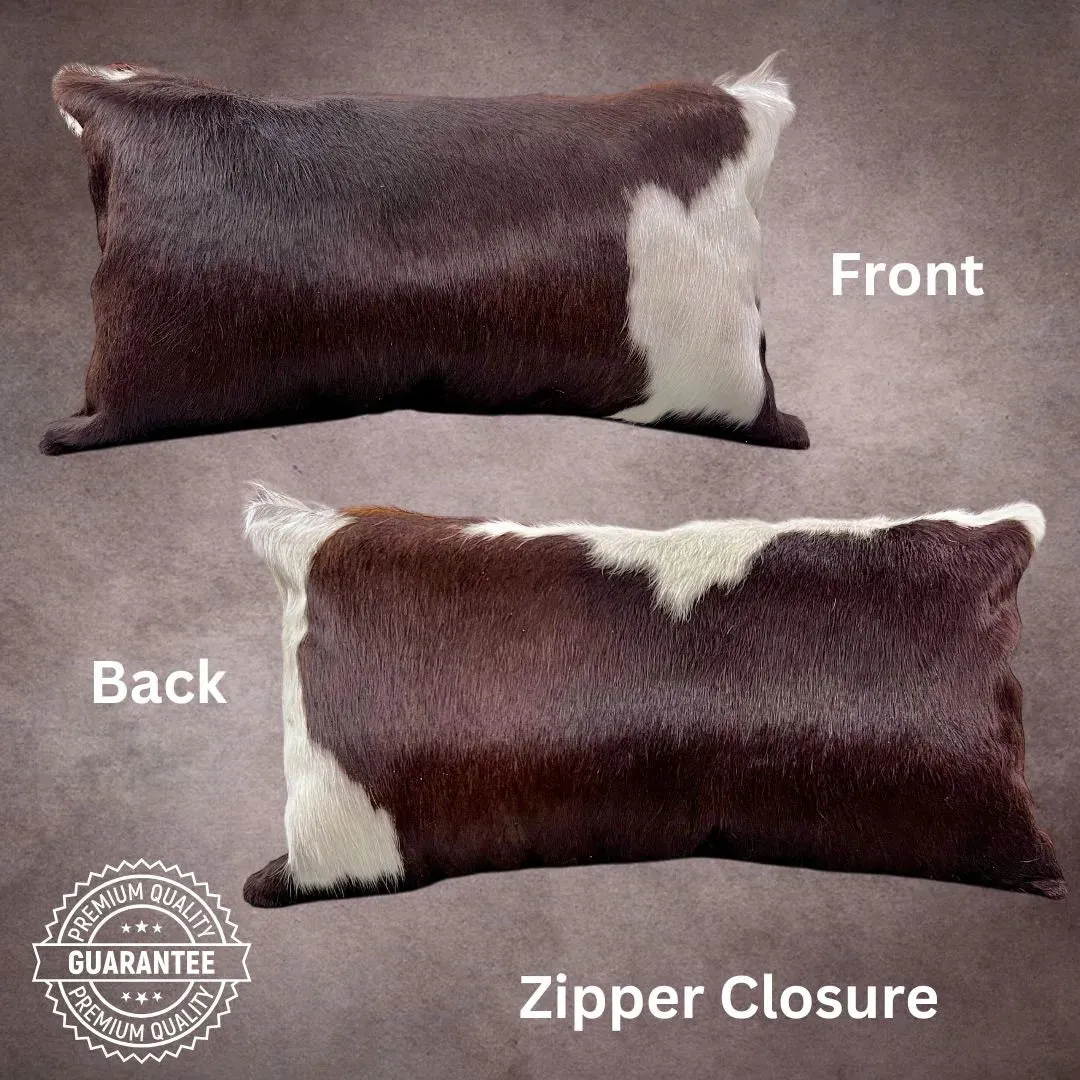 Brown and White Cowhide Pillow Cover---PL122