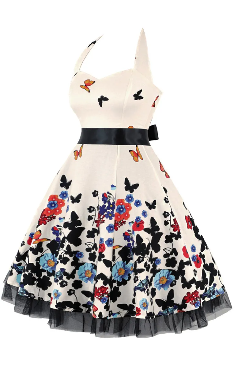 BT3157 Halter Vintage Midi Dress