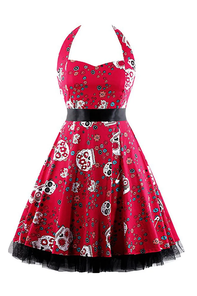 BT3157 Halter Vintage Midi Dress