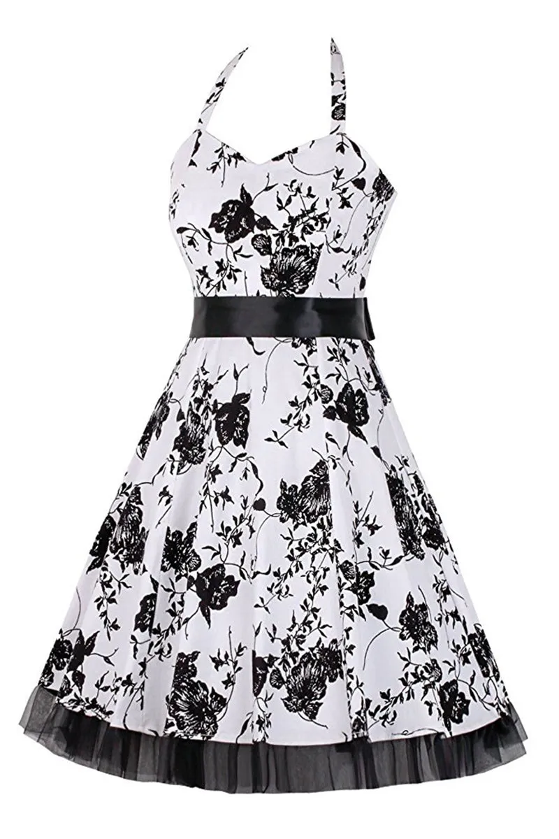 BT3157 Halter Vintage Midi Dress